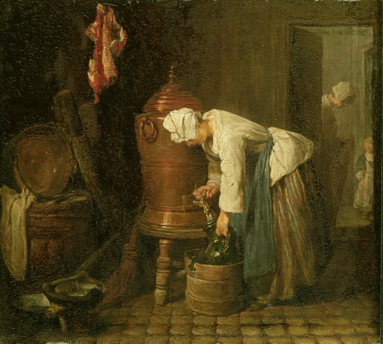 水彩絵『面と壺』